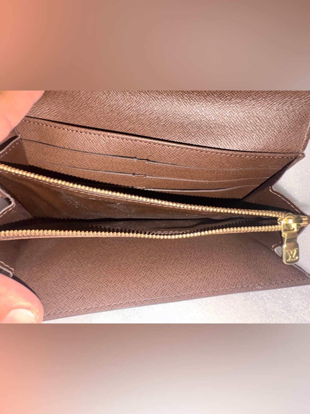Louis Vuitton Damier Ebene Sarah Wallet Brown Canvas Long Wallet Snap Flap - Picture 3 of 11